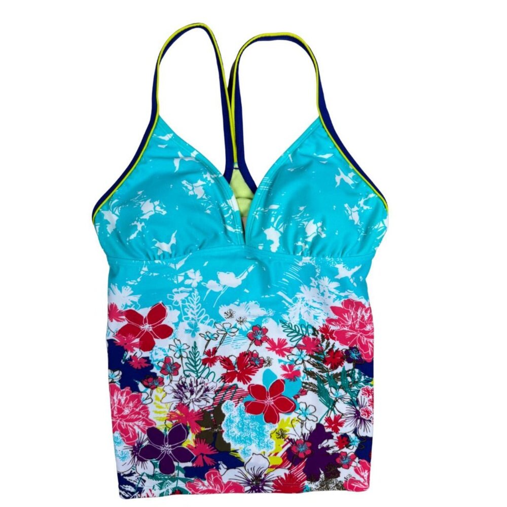 NWOT Athleta Floral Racerback Halter Tankini Top Size S